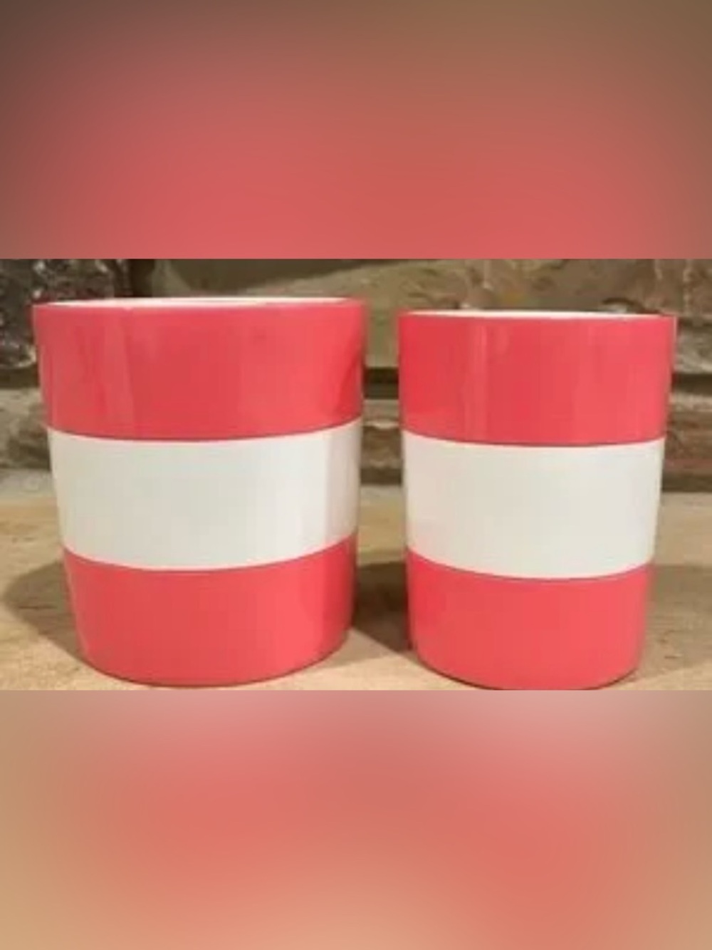 50%offw❤️ Pottery Barn Kids Nautical Stripe Pink and White Bathroom Cups Set p05